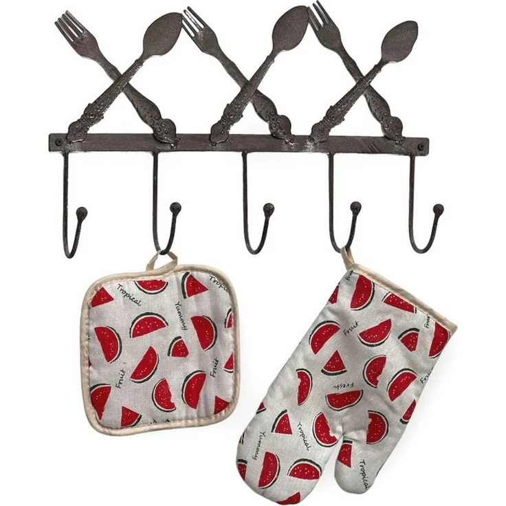 DanDiBo Handtuchhaken Handtuchleiste 96253 Handtuchhalter Küche Metall Hakenleiste Vintage Garderobenleiste Kleiderhakenleiste – Bild 3