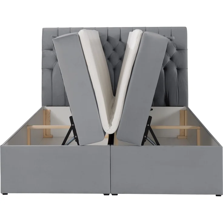 Selsey 'Daissy' Boxbett 160×200 mit Matratze und Topper, Samt, Grau – Bild 6