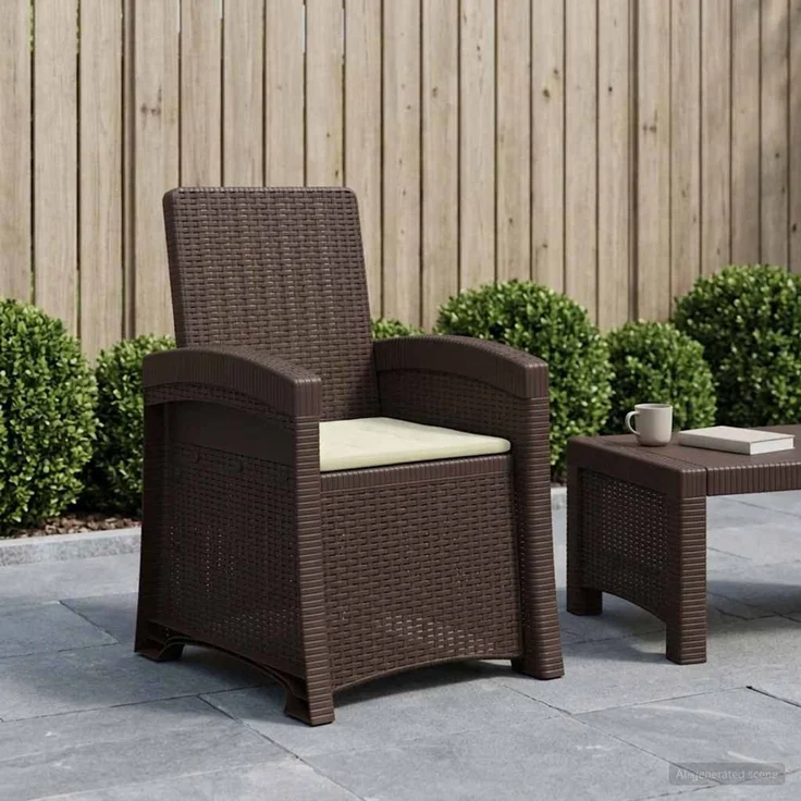 vidaXL Liegesessel Garten Rattan-Optik Braun und Creme PP 8012004 – Bild 1