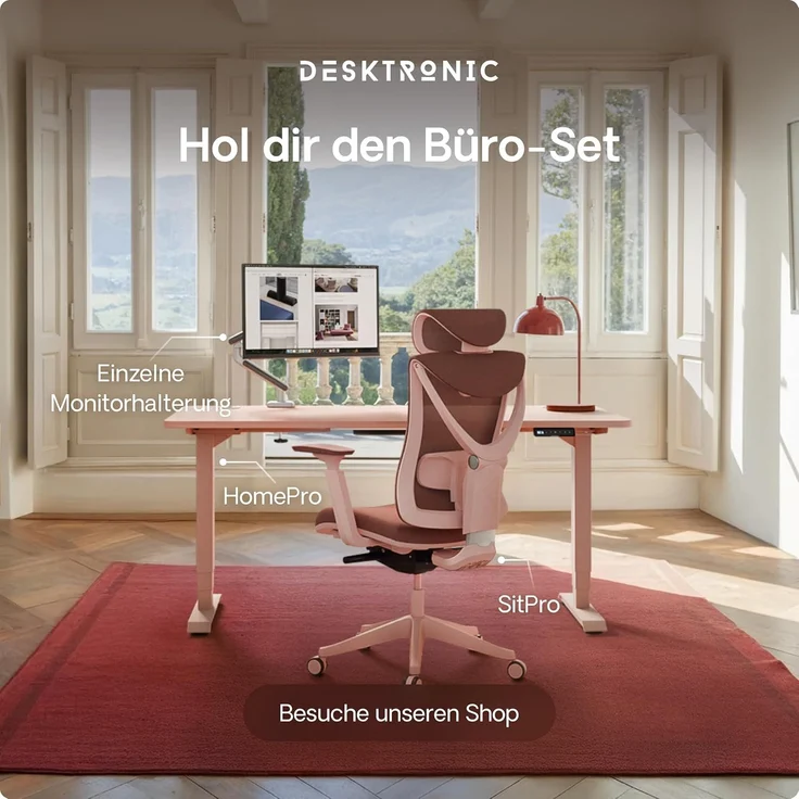 Desktronic Höhenverstellbarer Schreibtisch (140x70 cm) – Elektrisch höhenverstellbar mit flüsterleisem Dual-Motor & Touchscreen – Hohe Tragfähigkeit – Stehtisch HomePro – Bild 9