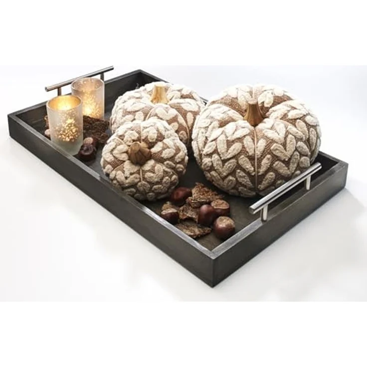 Kobolo Tablett rechteckig aus Bambus mit Metallgriffen - grau, Bambus – Bild 7