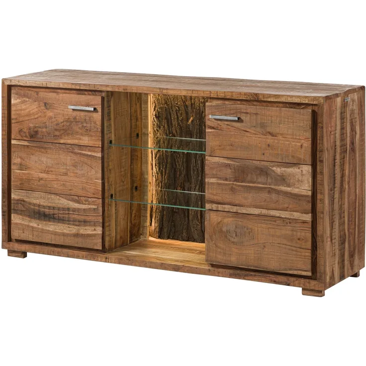Sideboard BARK Akazie massiv dula inkl. LED Wolf Möbel