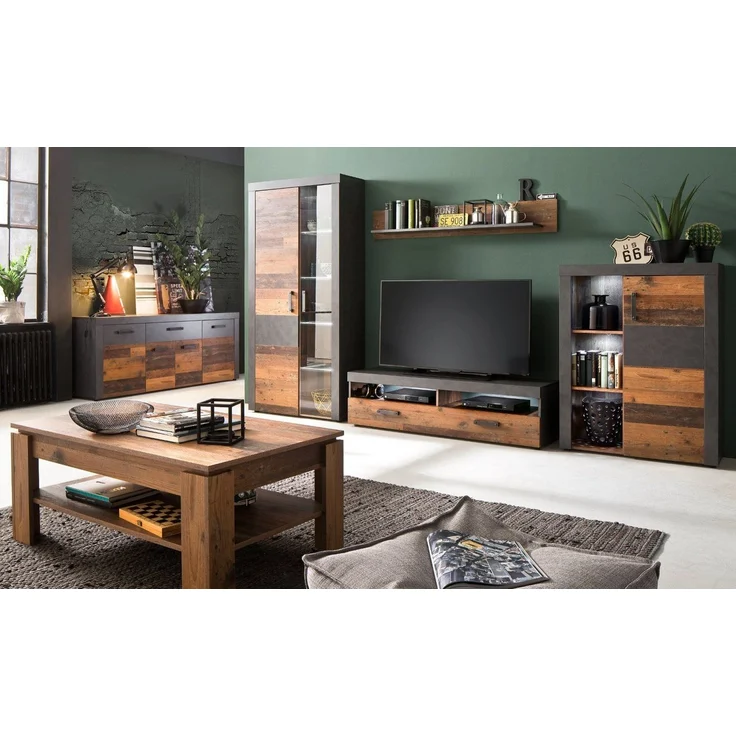 trendteam Couchtisch Indy (Wohnzimmertisch in Used Wood / Altholz Dekor, 110 x 65 cm), mit Ablage – Bild 3