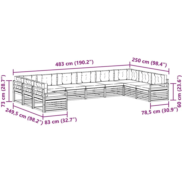 vidaXL Sofagarnituren 10 stk. 10-Sitzer Weiß und Creme Polyester 3391235 – Bild 10