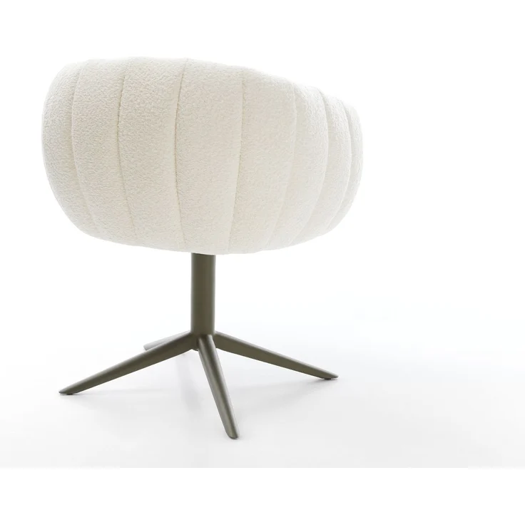 Drehstuhl Jada-Flex Bouclé Weiß Fußkreuz Effektfinish Titan 360° drehbar Wippfunktion Taschenfederkern – Bild 5