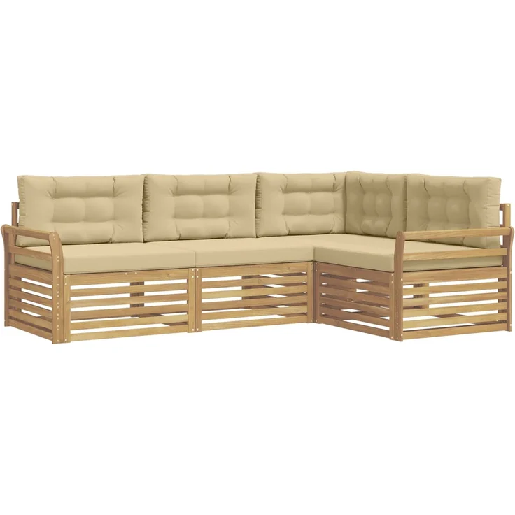 vidaXL Outdoor-Sofagarnitur 4 pcs Weiß und Beige 250 x 170,5 x 73 cm 3390408 – Bild 2