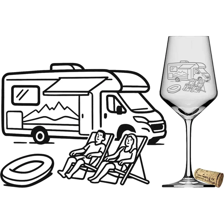 eXODA Weinglas Gravur Camper 350ml spülmaschinenfest für Weinliebhaber, 1-tlg, Glas, Atemberaubende Darstellung – Bild 4