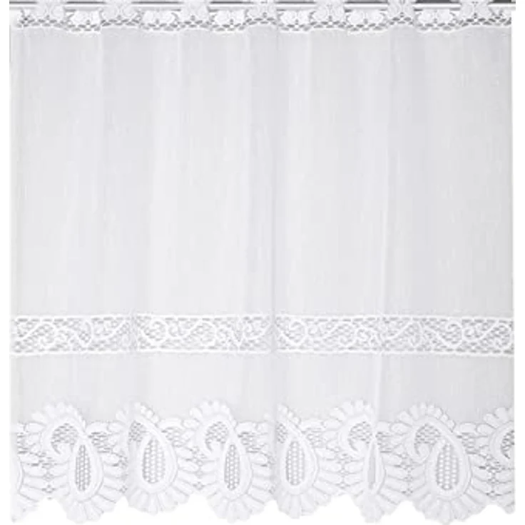 HOME WOHNIDEEN Gardine LEONORA (1 St), Stangendurchzug, halbtransparent, Wirkware, Kurzstore Jacquard, Scheibengardine – Bild 3