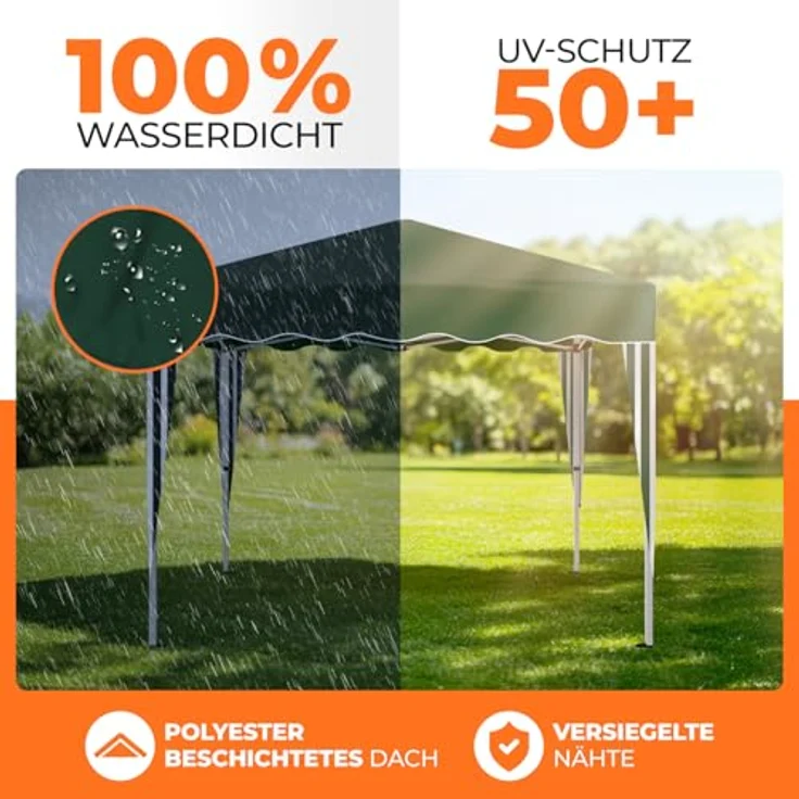 Faltpavillon 3x3 m - wasserdicht - mit 4 Seitenteilen, grün – Bild 4