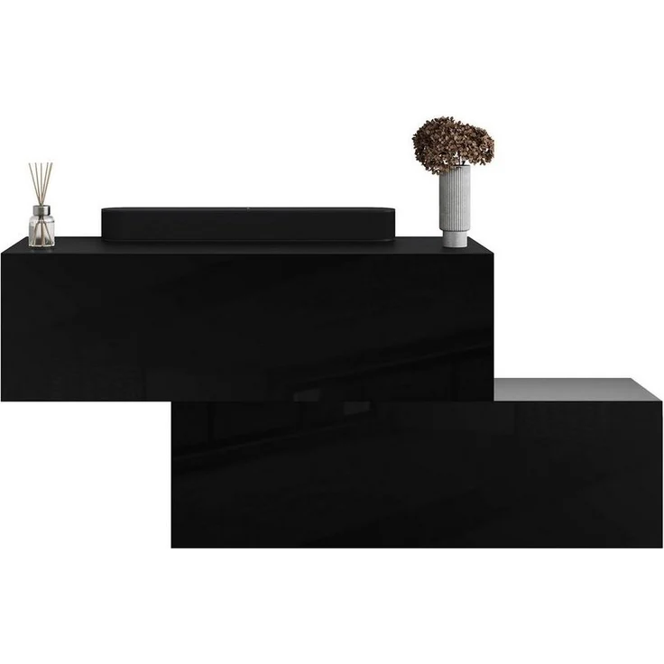 Planetmöbel Garderoben-Set 2x Hängeschrank WEST 100 cm schwarz, (Garderobenschrank, Wandgarderobe hängend oder stehend), Flurgarderobe