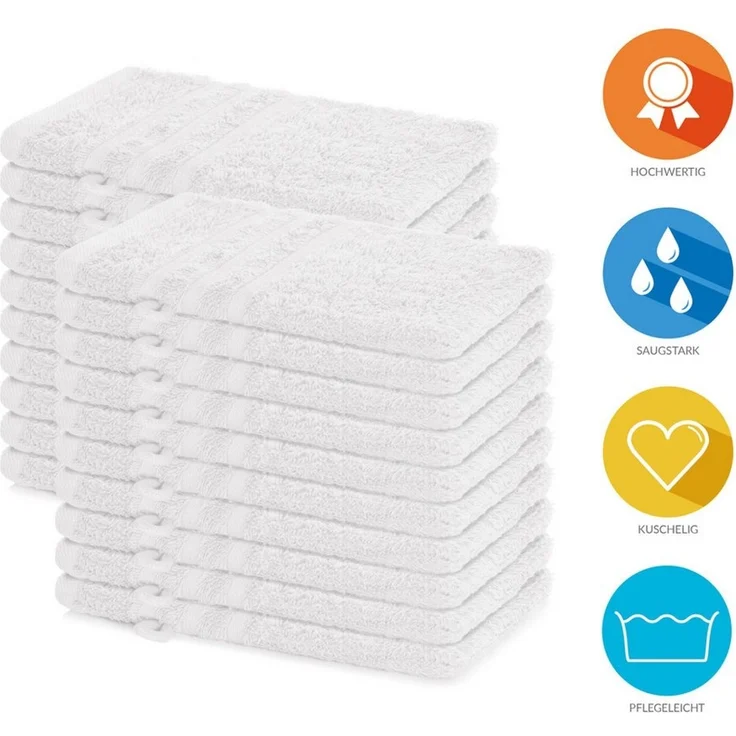 Lavea Waschhandschuh 20er Set Waschhandschuhe, 15 x 21 cm, Elena-Frottierserie, Waschlappen, (20-St), 500 g/m² Frottier, weich & saugstark, pflegeleicht – Bild 2
