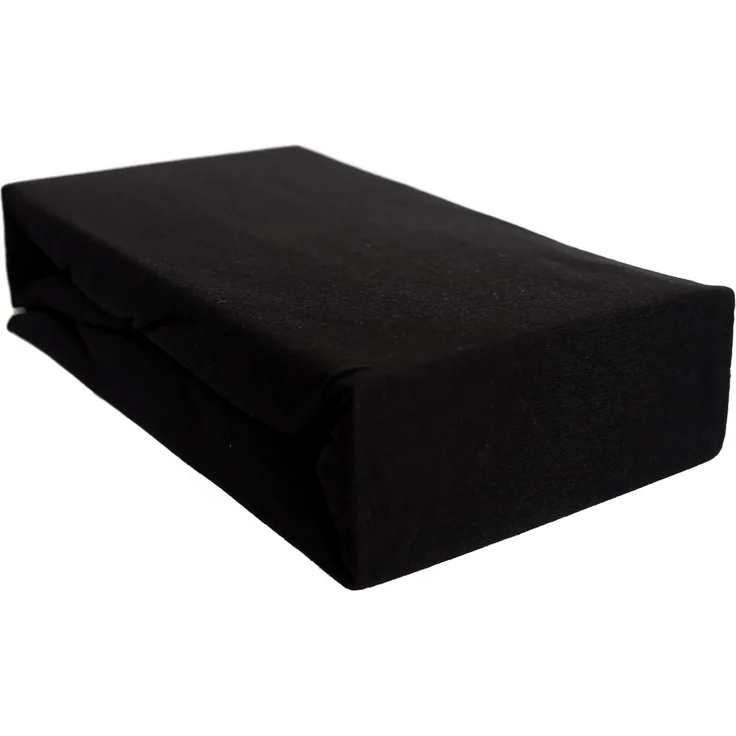 Jersey Spannbettlaken 100% Baumwolle 120-130x200 cm + 25 cm Rundumgummizug Schwarz – Bild 1