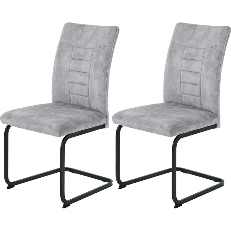 2er Set XL-Schwingstuhl Gela - Vintage Velvet Silber