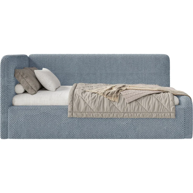 Selsey Fanko –Jugendbett 90x200 cm mit Kopfteil links, Plüsch, Blau – Bild 6