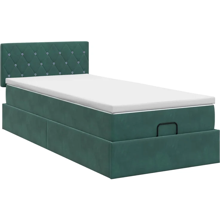 vidaXL Ottoman Bett mit Matratze Dunkelgrün 80 x 200 cm Samt 3456450 – Bild 9