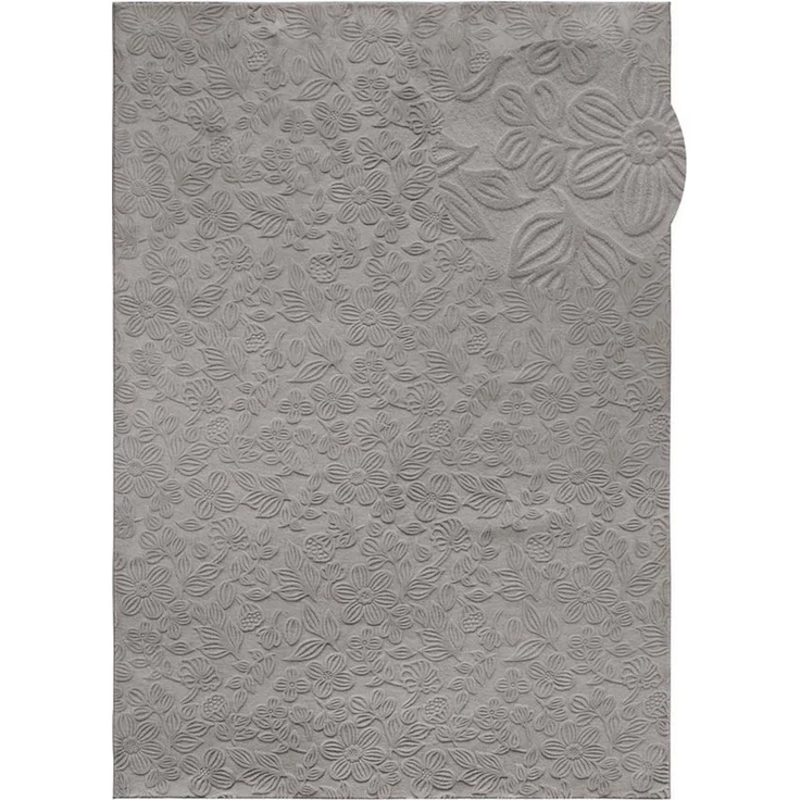 TaraCarpet Teppich TaraCarpet Homestyle 375 Flora, rechteckig, Höhe: 10 mm, Blätteroptik hoch-tief weich waschbar grau 50x80 – Bild 2