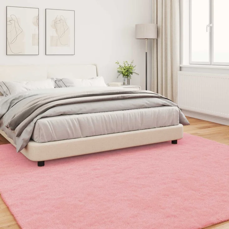 vidaXL Rutschfester Kunstfellteppich Olite Rosa 200 x 200 cm Polyester 42021709 – Bild 3