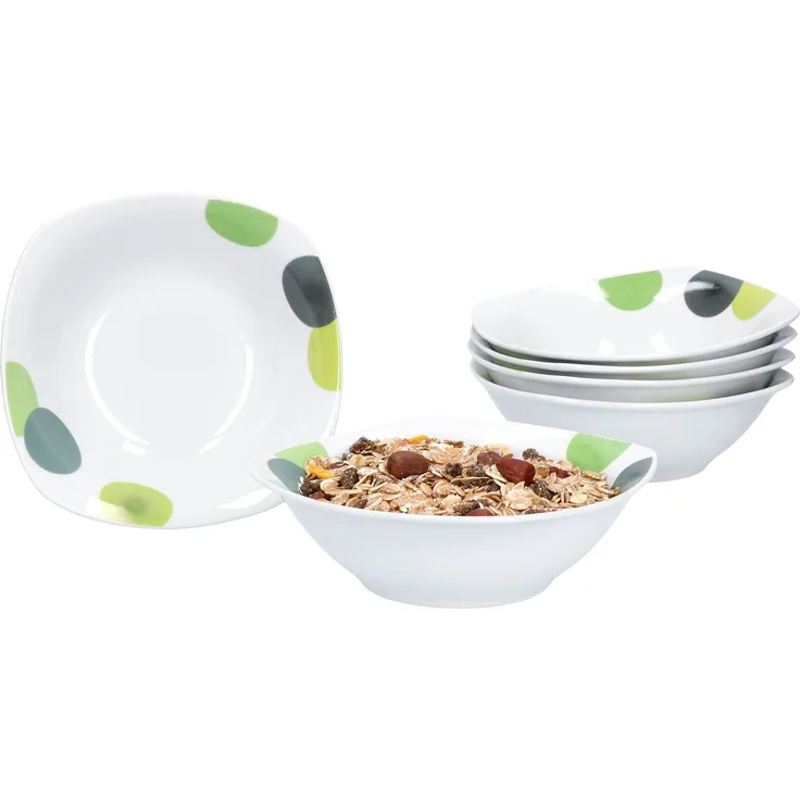 6er Set Müslischalen Rondo 250-350ml Servier-Schüssel Snacks Dessert abstrakt Retro Porzellan