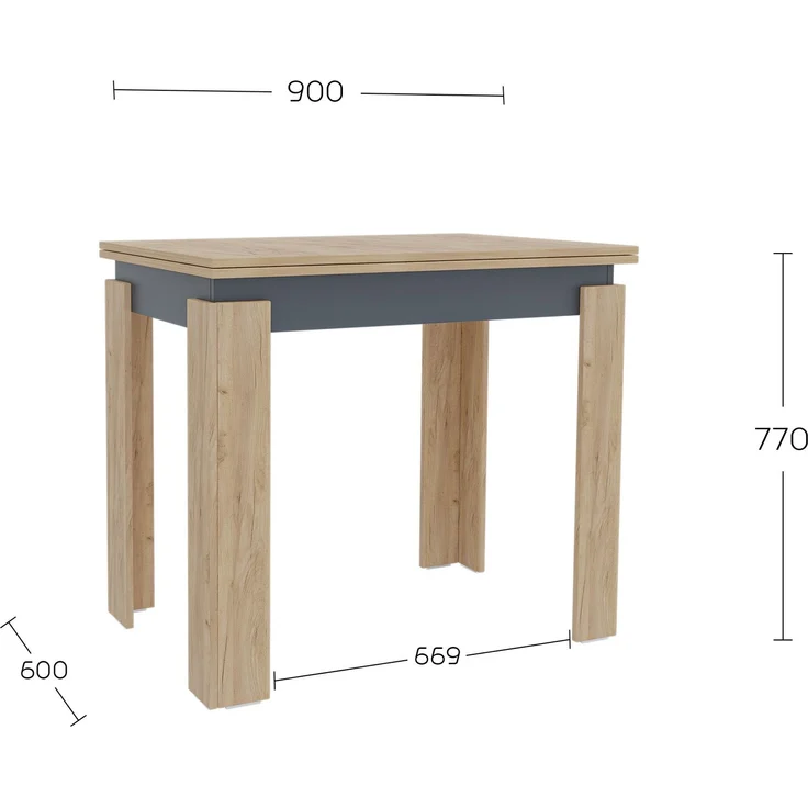 Shefa Esstisch Line Family ausziehbar 90-120 cm Eiche Goldkraft Anthrazit - Moderner Küchentisch – Bild 4