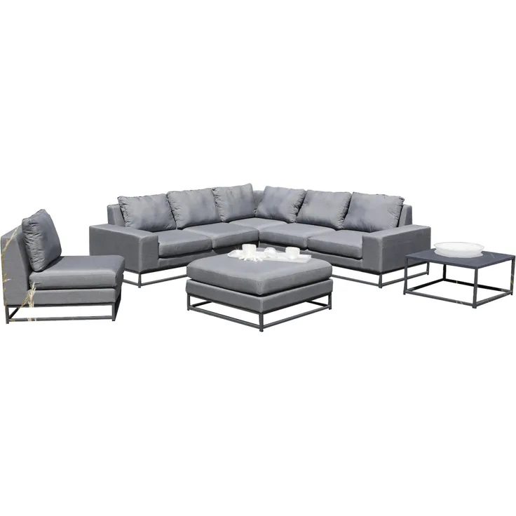 Sonnenpartner 6-teilige Lounge-Sitzgruppe Unique Aluminium mit Kissen flanell Loungesitzgruppe Sunbr