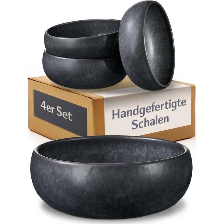 Cosumy Schüssel "Cosumy, Lune, Tiefe Teller Set 4 St. Ø16 cm", Steingut, (4er Set, 4-tlg), Reaktive Glasur, Handgefertigt, Jedes Stück ein Unikat – Bild 5