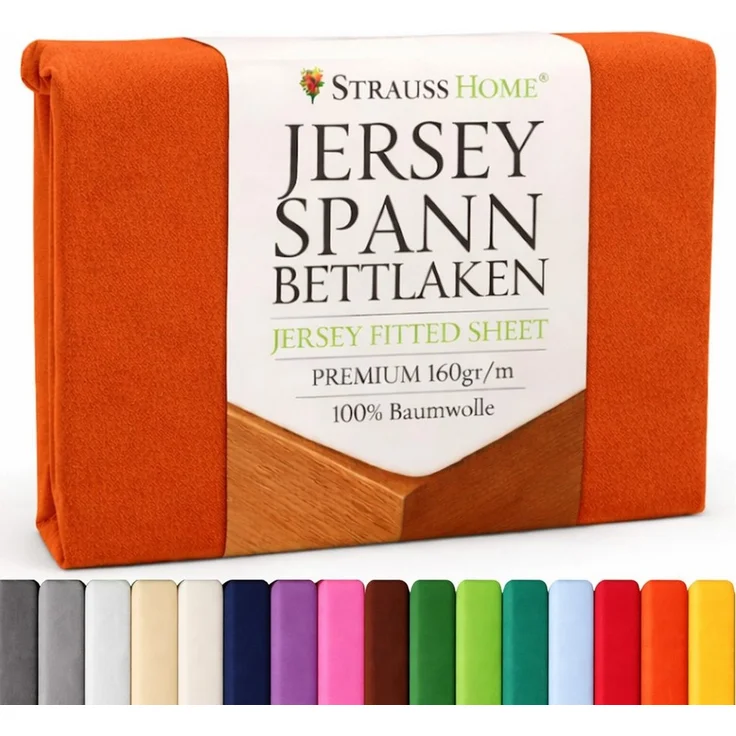 Strauss Home Spannbettlaken Premium 160 g/m² Gekämmte Baumwolle Jersey in Hotelqualität, Gummizug: Rundumgummi, OEKO-TEX®-zertifiziert - Hotelqualität – Formstabil & Langlebig – Bild 1