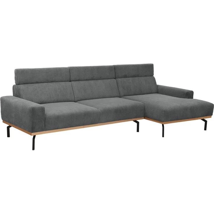 Sofa mit Longchair rechts Katrien Cordstoff anthrazit – Bild 2