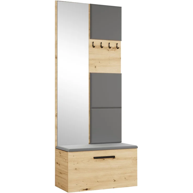 AX LIVING Kleiderschrank mit Spiegel Rosanno III, Eiche artisan JS90 – Bild 1