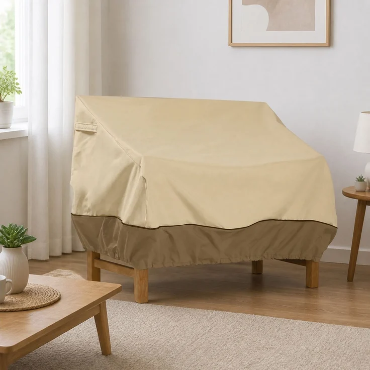 Outdoor-Sofa-Schutzhülle, 210D Oxford-Gewebe, Beige-Braun, 193 x 83 x 84 cm – Bild 2