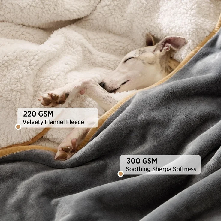 Lesure wasserdichte Hundedecke Grosse Hunde - 152x127 cm Outdoor Hundedecke waschbar, Hundedecke Sofaschutz aus Sherpa Fleece, Katzendecke flauschig und weich, Olivgrün – Bild 3