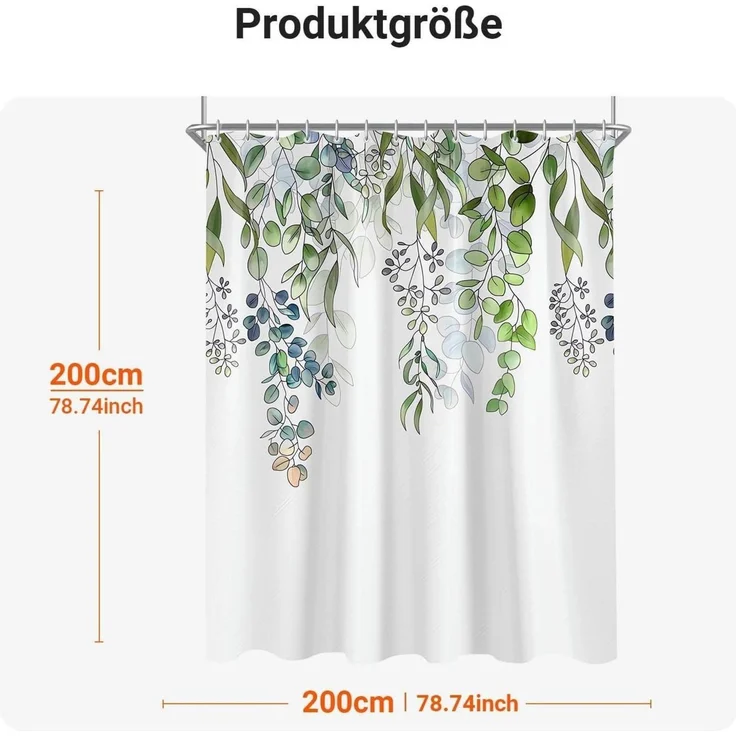 Lerores Duschvorhang 200x200cm Grün Blätter Wasserabweisend Waschbar Polyester – Bild 6