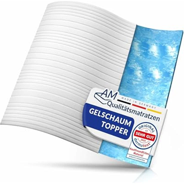 AM Qualitätsmatratzen Gel Topper 140x190cm, 6cm hoher Gelschaum mit waschbarem Bezug, OEKO-TEX zertifizierter Memory Foam, Made in Germany – Bild 1