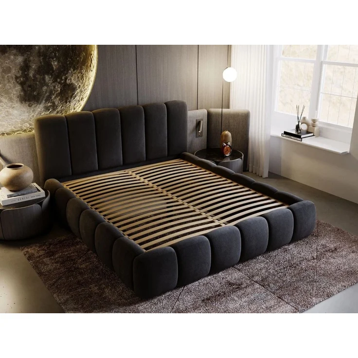 GrainGold Polsterbett CLOUD, Modern Bett mit Kopfteil - 180x200 cm, Anthrazit (1x Bett) – Bild 3