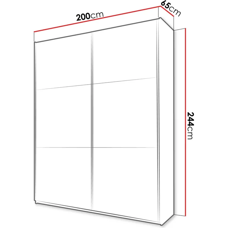 Mirjan24 Kleiderschrank Magnus 200 (Farbe: Sandbeige / Sandbeige + Spiegel), 244 x 65 x 200 cm – Bild 4