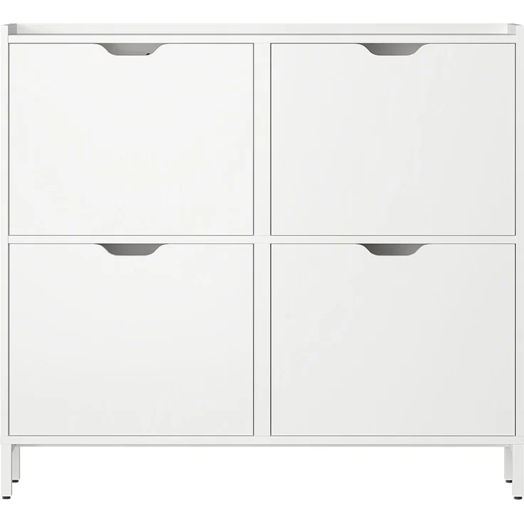 Bellamio 'Ceyhan' Schuhschrank mit 4 Klappen, schmales Schuhregal, weiß, 100x19x90 cm, Schuhkipper für 8 paar Schuhe – Bild 10