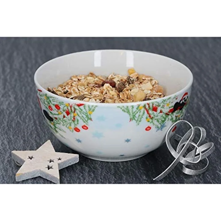 van Well Müslischale 6er Set Müslischale 14,5cm Weihnachtspanda Porzellan, Porzellan – Bild 3