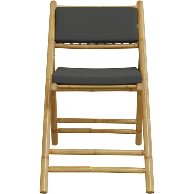 vidaXL Bistrostühle 4 Stk. Klappbar mit Dunkelgrauen Kissen Bambus 3208925 – Bild 3