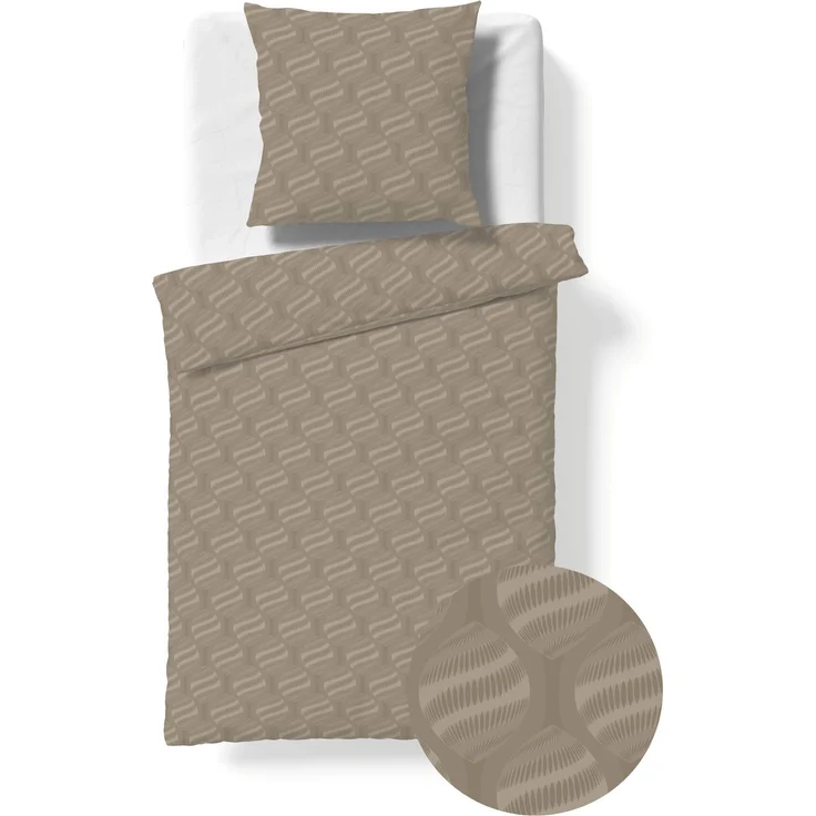 Fleuresse Havanna Damast Bettwäsche uni 135x200 Kugeln Punkte taupe 454618-9042 – Bild 2