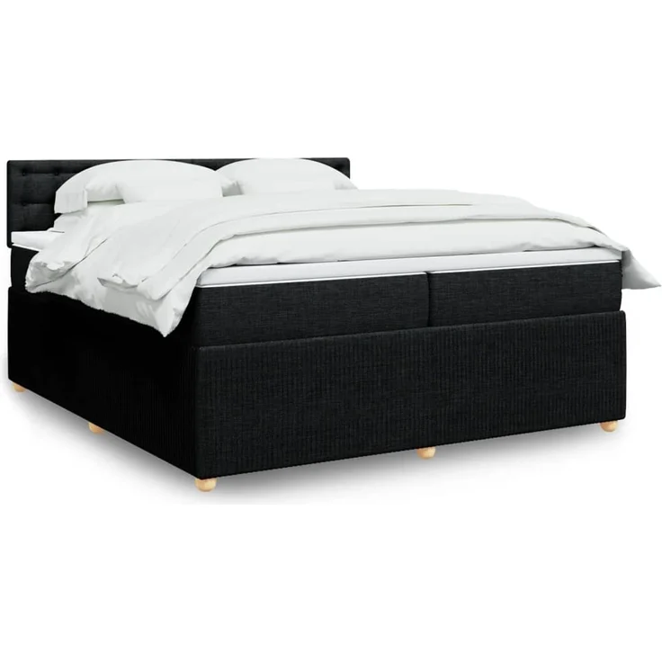 vidaXL Boxspringbett mit Matratze Schwarz 200x200 cm Stoff 3287579 – Bild 1