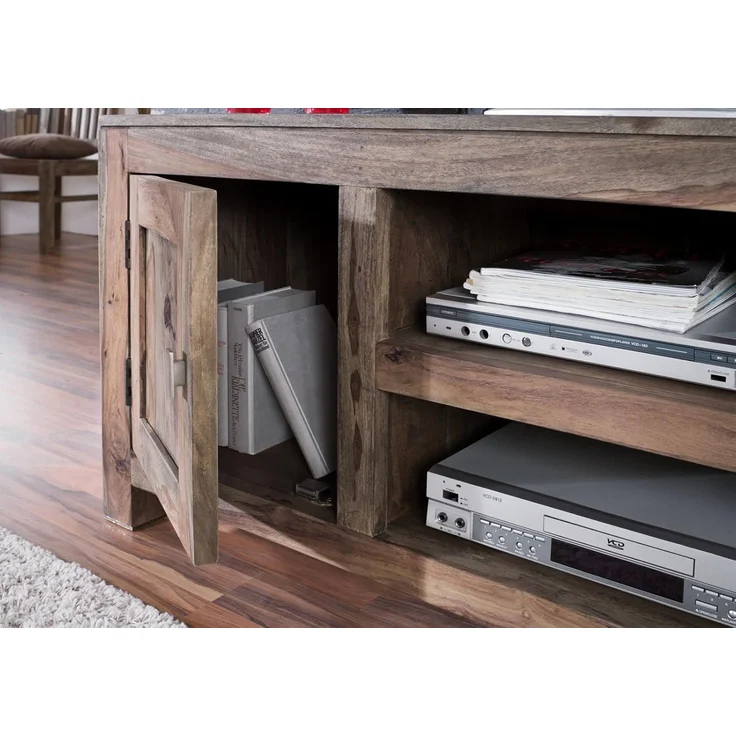 Massivmoebel24 TV-Board (TV-Board Sheesham 145x45x60 grau geölt NATURE GREY #41) – Bild 5