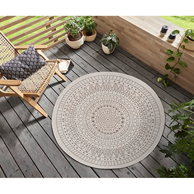 NORTHRUGS Teppich Porto Wendeteppich, rund, Höhe: 5 mm, In-& Outdoor, Wetterfest, Balkon, Garten, Wohnzimmer, Wasserfest – Bild 2