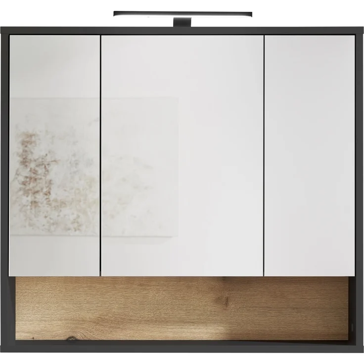 Badezimmerspiegelschrank >Liguria< in Anthrazit / Evoke Eiche - 80x72x21 (BxHxT) – Bild 4
