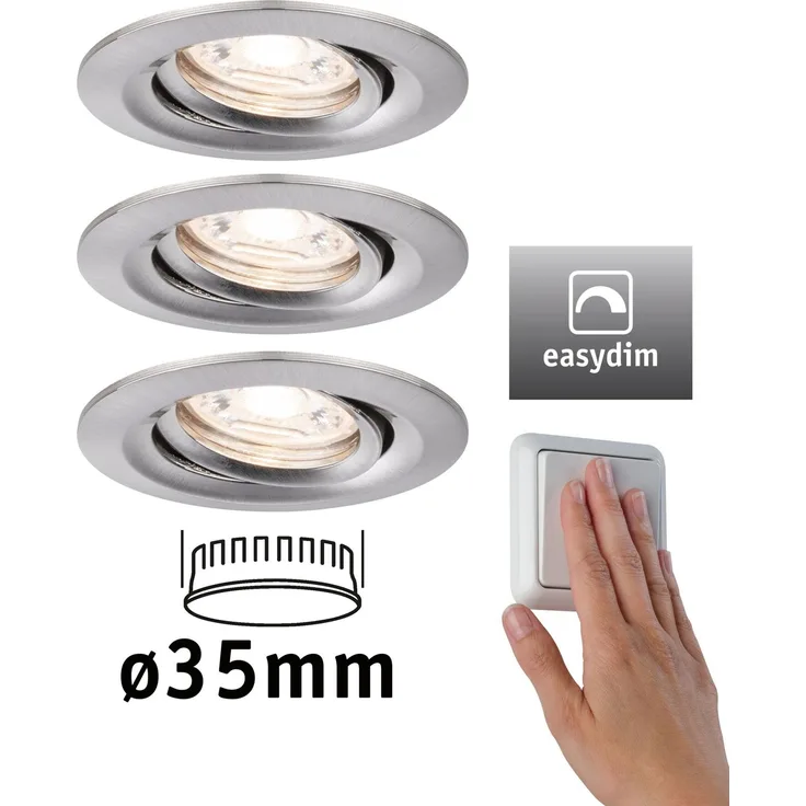 Paulmann No. 92973 Einbauleuchte Nova mini Plus EasyDim schwenkbar 3x4,2W 2.700K Eisen