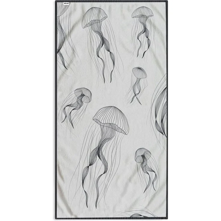 DecoKing Strandtuch groß 90x180 cm Baumwolle Frottee Velours Badetuch dunkelblau Jellyfish – Bild 3