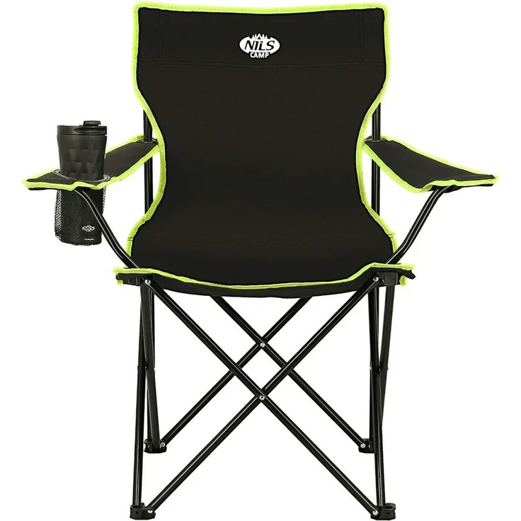 NILS Faltbarer Campingstuhl Anglerstuhl Stabiler Outdoor-Stuhl mit Tragetasche Schwarz – Bild 2