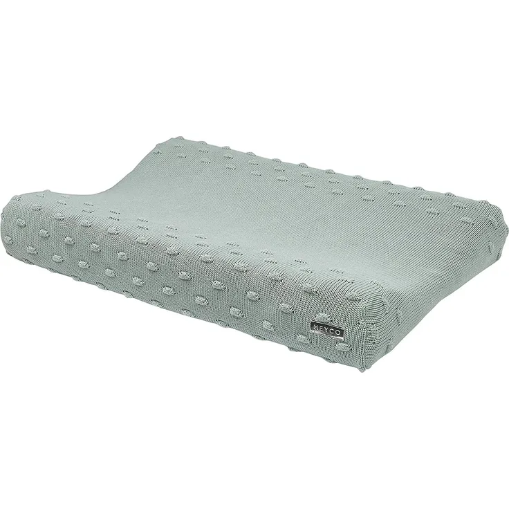 Meyco 2763053a 2-Keil Wickelauflagenbezug Wickelkissenüberzug gestrickt 100% Baumwolle 45x70 cm KNOTS Stone Green