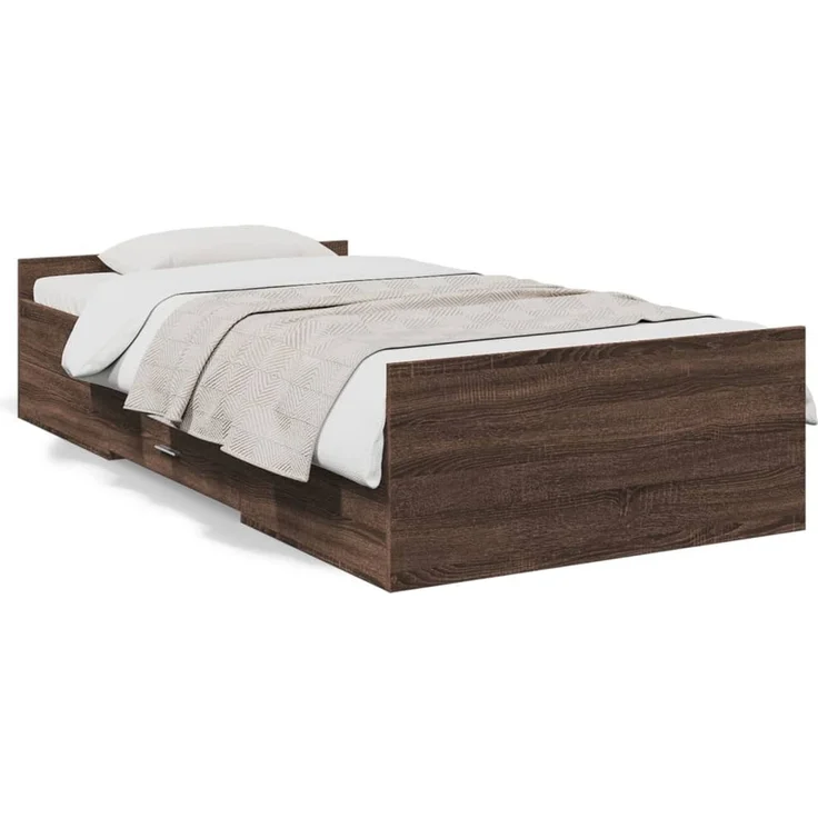 vidaXL Bettgestell mit Schubladen Braun Eichen-Optik 75x190 cm 3280355 – Bild 2