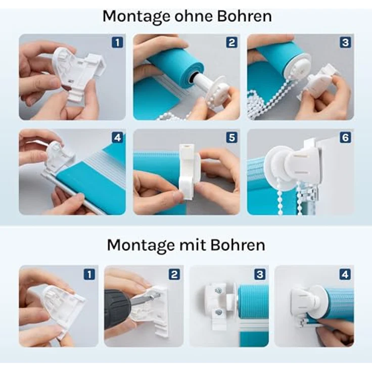 Doppelrollo, Woltu, Lichtschutz, ohne Bohren, freihängend, Klemmfix, Lichtschutz – Bild 8