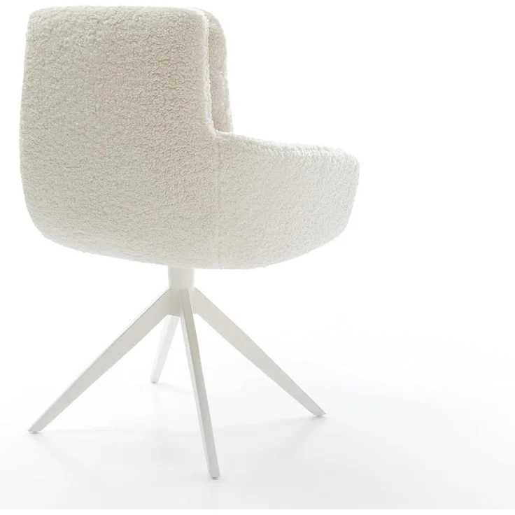 Drehstuhl Abelia-Flex mit Armlehnen Teddystoff Beige Kreuzgestell breit Weiß 360° drehbar Wippfunktion – Bild 6
