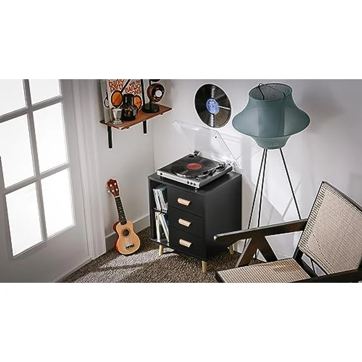 SoBuy Nachttisch FBT95-SCH, Beistelltisch mit 3 Schubladen, Schwarz, kompakte Maße und modernes Design – Bild 9